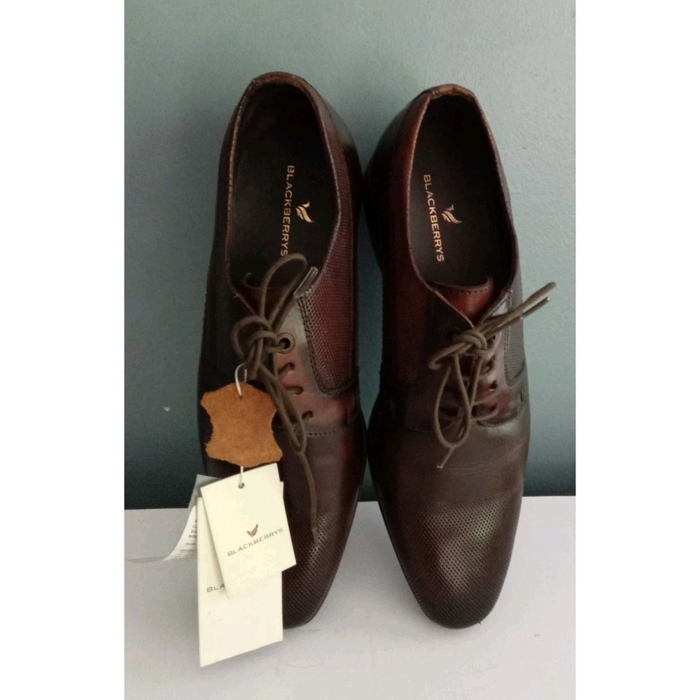 Blackberrys Brown Leather Dress Shoes‎ Textured Oxford Formal New